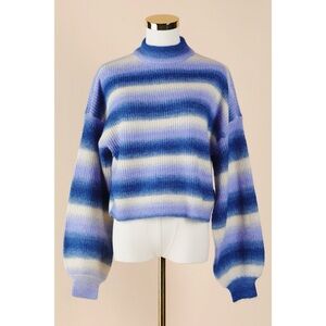 Sz M Vero Moda Elektra Stripe Sweater Sodalite Blue Detail Jacaranda NWT